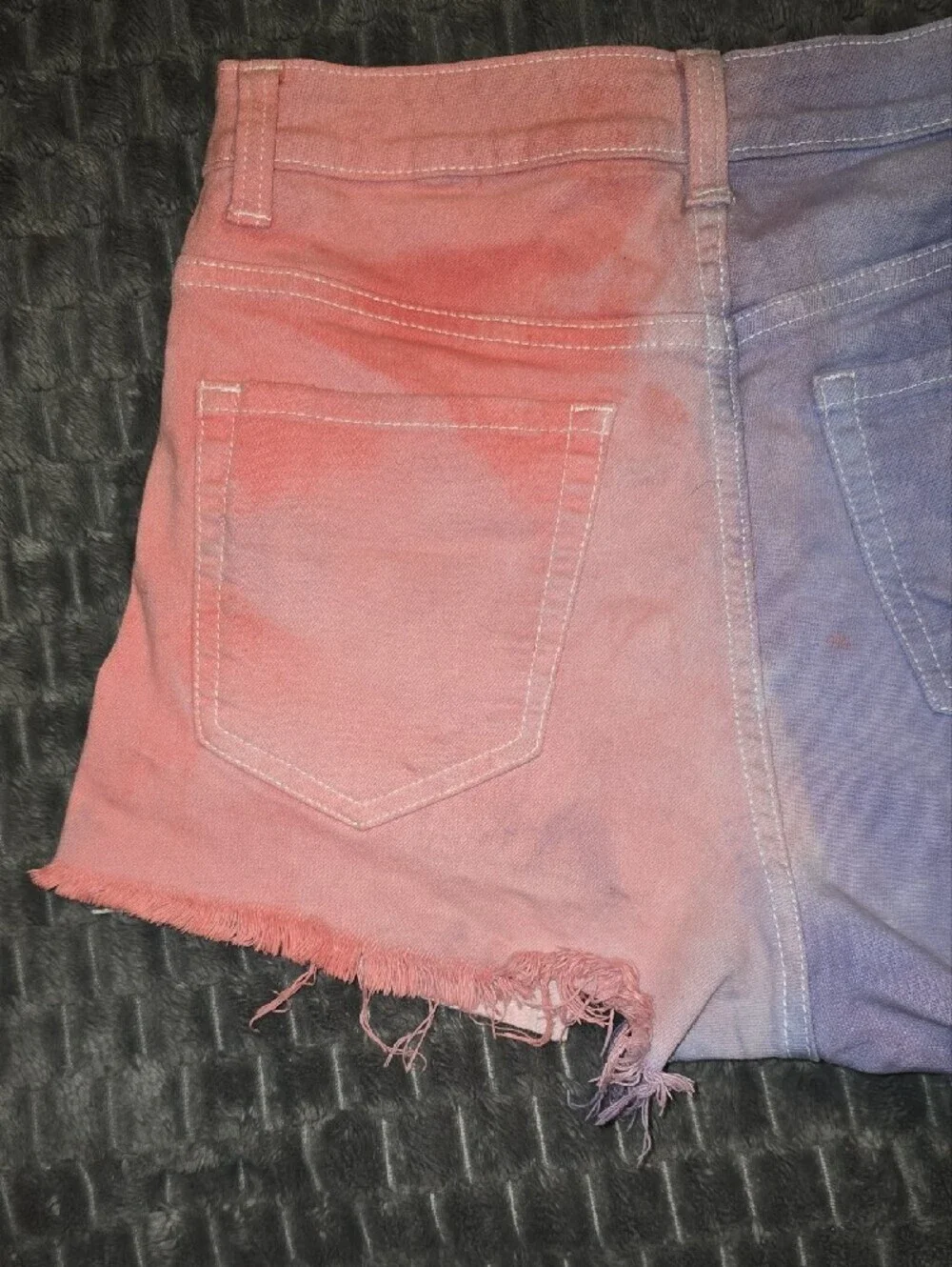 Love Culture Two-Tone Pink & Purple Distressed Jean Shorts LOT-D